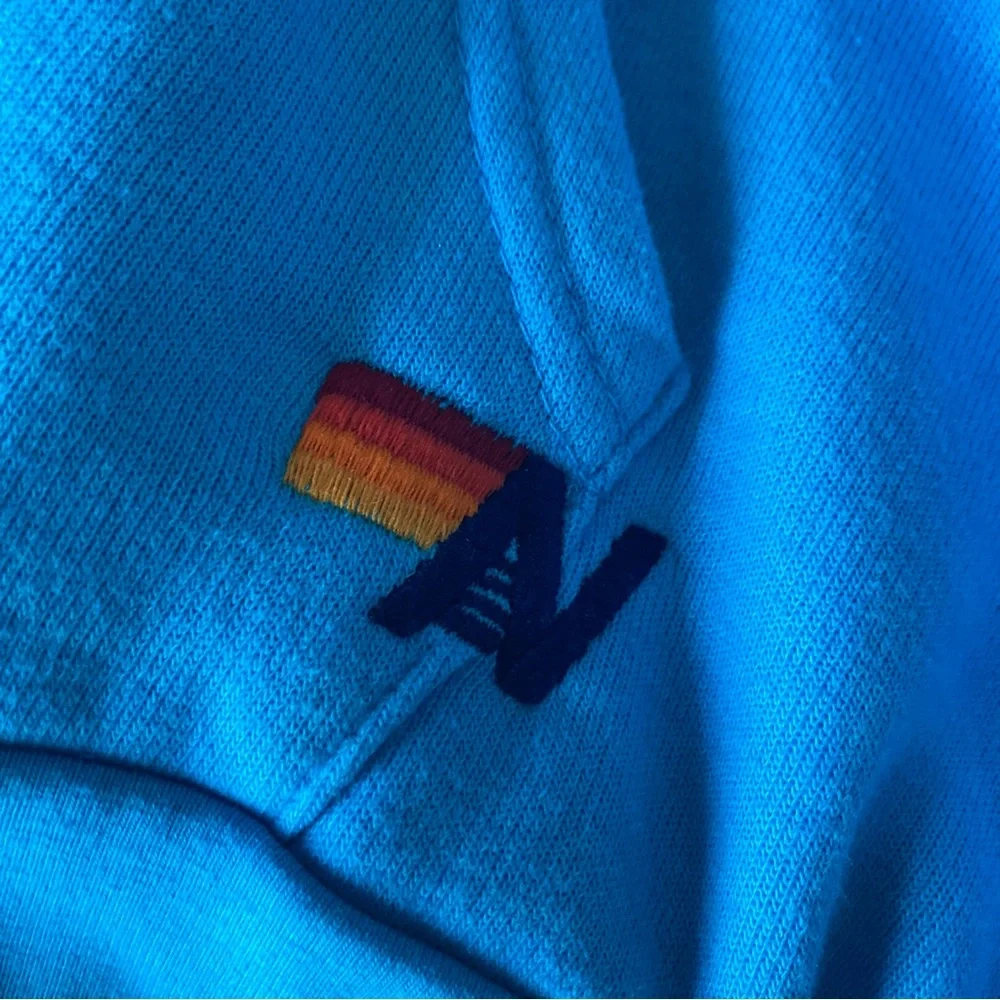 Aviator Nation Sz L Pacific Blue Hoodie Sweatshirt Eat Right Do Good Natreve - Picture 3 of 8